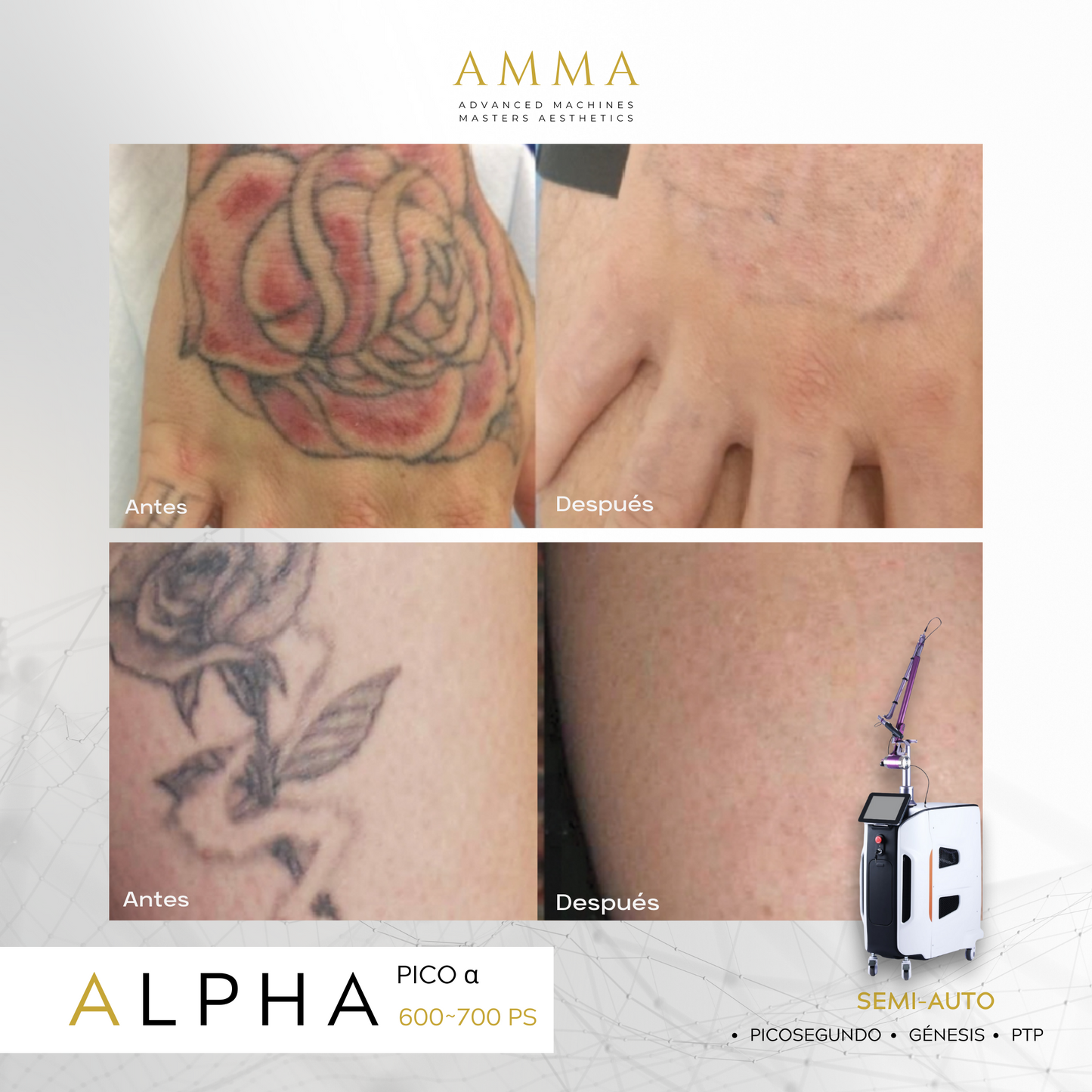 ALPHA 𝝰 · Láser PICOSEGUNDOS 𝐀𝐌𝐌𝐀 ⁶⁰⁰ᴾˢ ⁺🅟🅣🅟 · Eliminación de Micro / Tatuajes (2024)